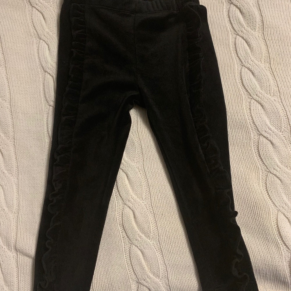 Rosie Pope Ruffle Velvet Leggings Black 24M Girls